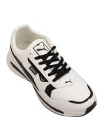 کتونی پیاده روی پوما سفید I will provide 3 images of a sneaker from different angles.  Using these images, generate a photorealistic render of a model wearing the exact same sneaker. Requirements: 1. Recreate the sneaker exactly as shown in the images (color, texture, patterns, sole design). 2. Place the shoes naturally on the model’s feet with correct perspective and realistic foot shape. 3. Match lighting and shadows so the shoes blend seamlessly into the scene. Model Styling: - Choose the best outfit that visually matches the sneaker's colors, vibe, and style. - If the sneaker is sporty → style should be sporty/streetwear. - If the sneaker is neutral/minimal → style should be clean and minimal. - Colors of the outfit must harmonize with the sneaker (matching palette, complementary tones). - Pose should look like a real fashion photoshoot. Output: - Full-body or half-body model in a studio background with soft light. - A natural, commercial-grade product-on-foot visualization suitable for an online shop or ad.